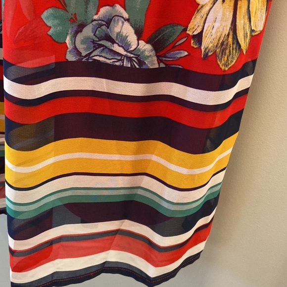 NWOT Tacera Derek Lam 10 Crosby Floral Stripe Cold Shoulder Maxi dress sz 4 EUC - Picture 14 of 16